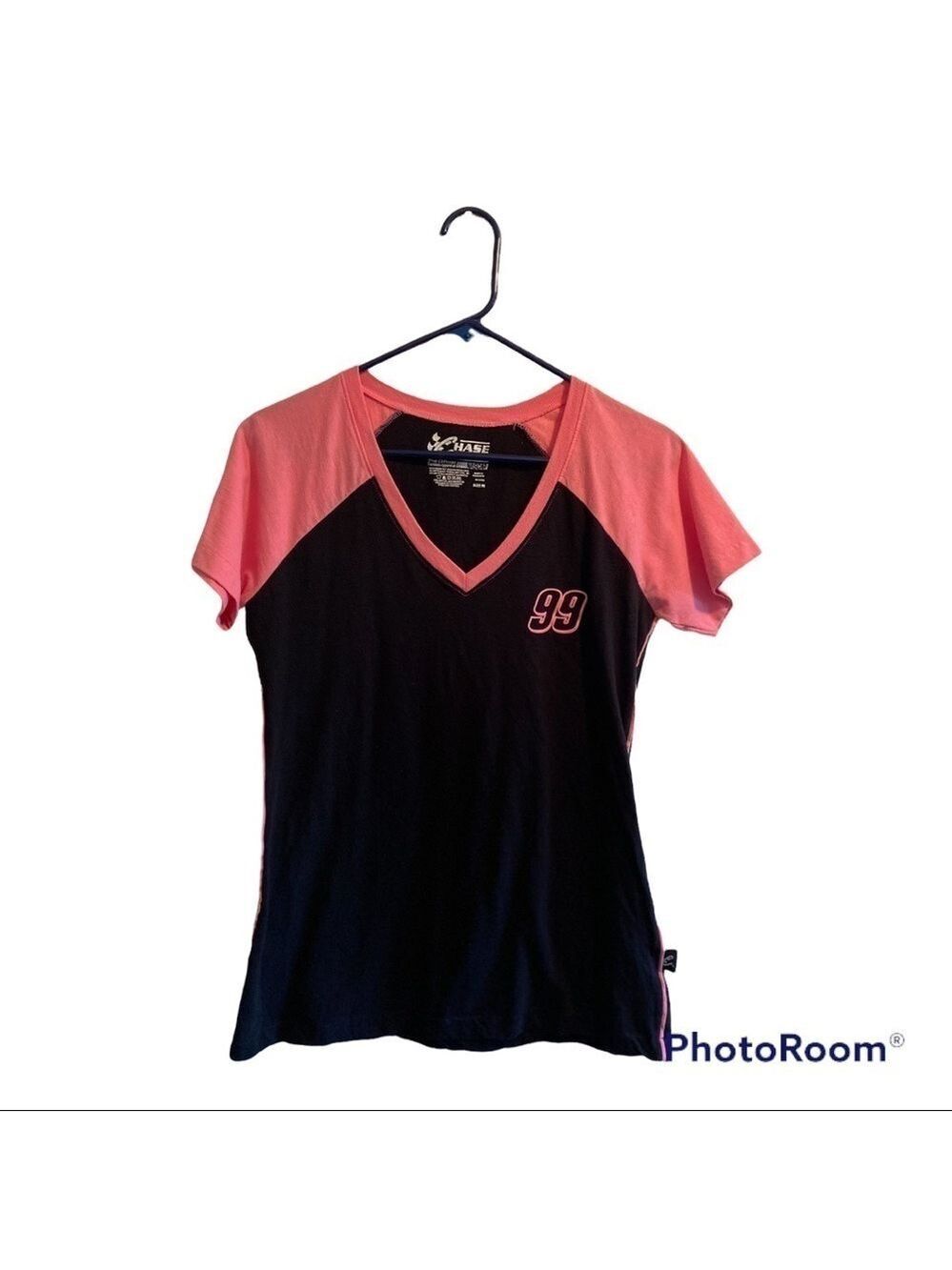 NASCAR Chase Authentics Tee Shirt Womens Medium Carl Edwards #99 Black Hot Pink